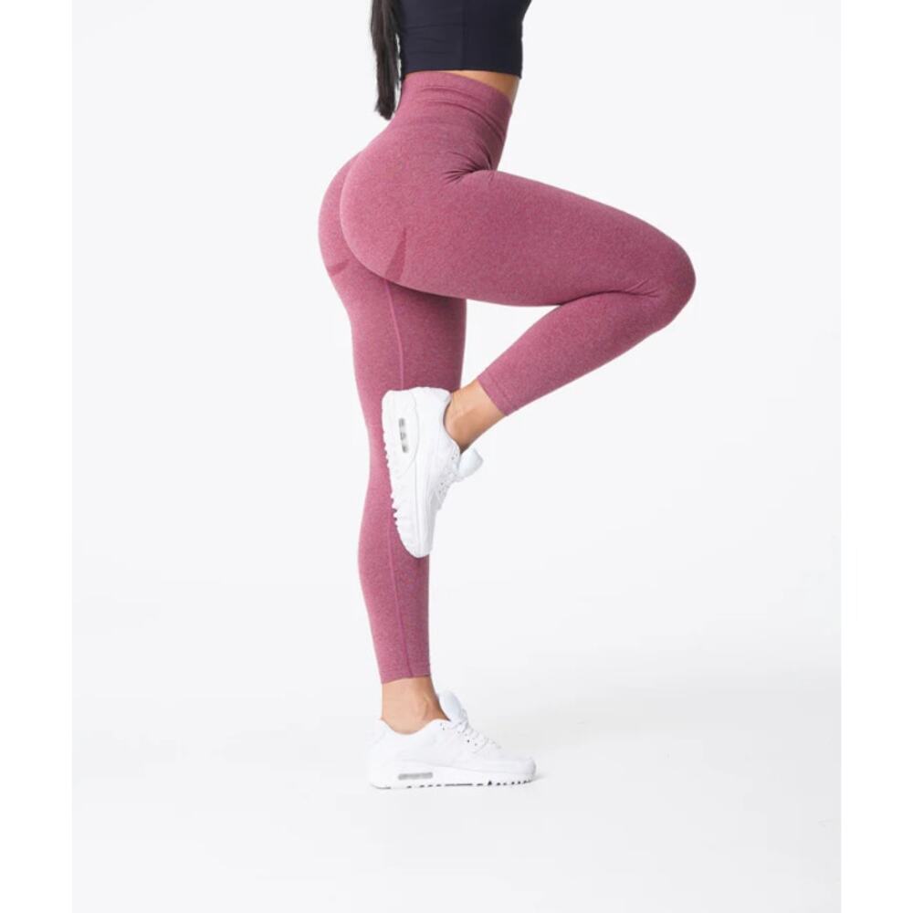 NVTGN Women's Maroon Pink Curve Seamless High Waisted Leggings‎ Size Medium